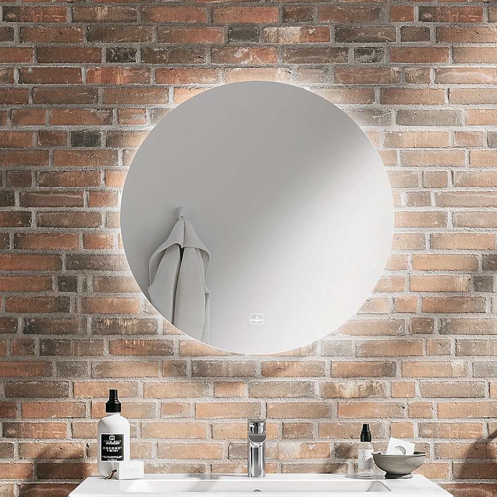 Lifestyle image of Villeroy & Boch More to See Lite 652mm Round LED Mirror